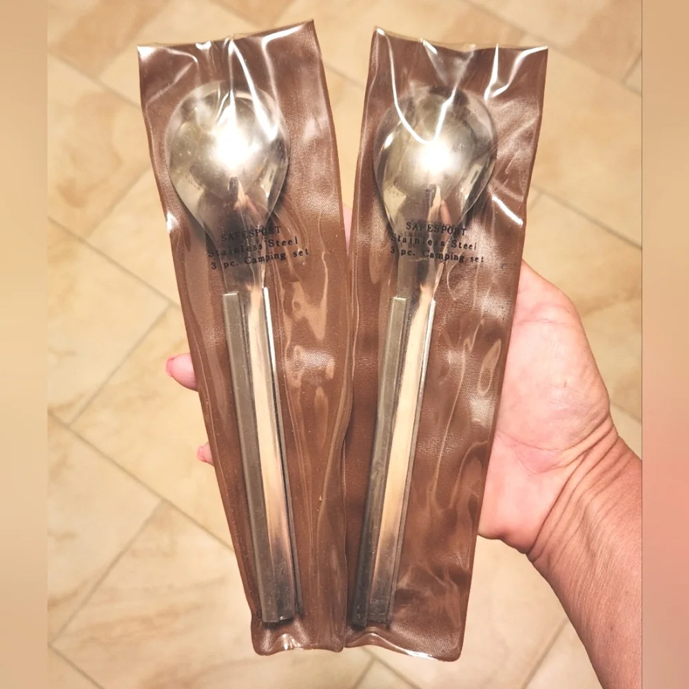 Pair of Safesport Stainless Steel 3 Piece Utensil Camping Sets